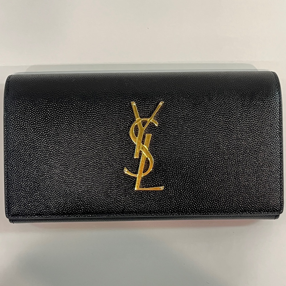 YSL Monogram Grain de Poudre Wallet